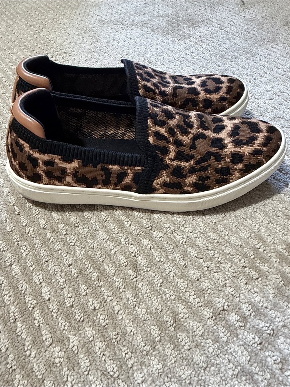 Kelly & Katie Leopard Knit Slip-On Sneakers in Brown and Black - Picture 2 of 4